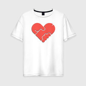 Женская футболка хлопок Oversize с принтом AntiValentin в Белгороде, 100% хлопок | свободный крой, круглый ворот, спущенный рукав, длина до линии бедер
 | антивалентин валеньтинка сердце день валентина