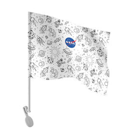 Флаг для автомобиля с принтом NASA в Белгороде, 100% полиэстер | Размер: 30*21 см | administration | aeronautics | nasa | national | space | детская | тrdnasa