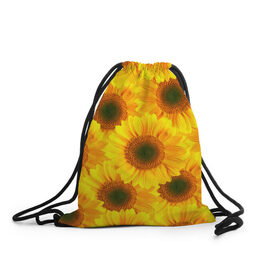 Рюкзак-мешок 3D с принтом Принт подсолнухи желтый в Белгороде, 100% полиэстер | плотность ткани — 200 г/м2, размер — 35 х 45 см; лямки — толстые шнурки, застежка на шнуровке, без карманов и подкладки | желтый | лето | подсолнухи | солнце | цветение | цветы