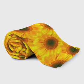 Плед 3D с принтом Принт подсолнухи желтый в Белгороде, 100% полиэстер | закругленные углы, все края обработаны. Ткань не мнется и не растягивается | желтый | лето | подсолнухи | солнце | цветение | цветы