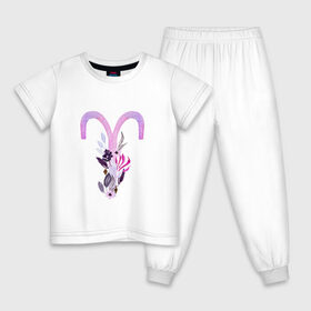 Детская пижама хлопок с принтом Овен в Белгороде, 100% хлопок |  брюки и футболка прямого кроя, без карманов, на брюках мягкая резинка на поясе и по низу штанин
 | Тематика изображения на принте: астрология | знаки зодиака | зодиак | созвездие | фиолетовый | цикл