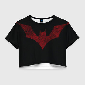 Женская футболка Crop-top 3D с принтом красный бетман в Белгороде, 100% полиэстер | круглая горловина, длина футболки до линии талии, рукава с отворотами | batman beyond | бетман | бетман будущего | летуячая мышь | мышь