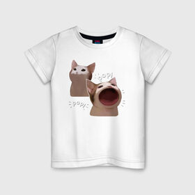 Детская футболка хлопок с принтом Cat Pop - Мем в Белгороде, 100% хлопок | круглый вырез горловины, полуприлегающий силуэт, длина до линии бедер | art | cat | mem | meme | memes | music | pop | retro | style | арт | буп | кот | котенок | котик | котэ | мем | мемы | музыка | ретро