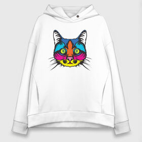 Женское худи Oversize хлопок с принтом Pop Cat в Белгороде, френч-терри — 70% хлопок, 30% полиэстер. Мягкий теплый начес внутри —100% хлопок | боковые карманы, эластичные манжеты и нижняя кромка, капюшон на магнитной кнопке | art | cat | colorful | mem | meme | memes | music | pop | rainbow | retro | style | арт | буп | кот | котенок | котик | котэ | краски | красочный | мем | мемы | музыка | ретро