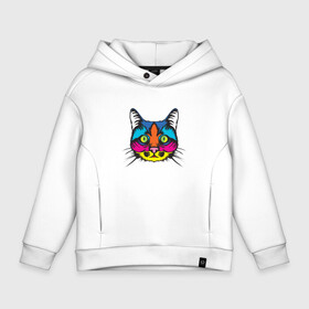 Детское худи Oversize хлопок с принтом Pop art Cat  в Белгороде, френч-терри — 70% хлопок, 30% полиэстер. Мягкий теплый начес внутри —100% хлопок | боковые карманы, эластичные манжеты и нижняя кромка, капюшон на магнитной кнопке | art | cat | colors | paints | pop | riot | арт | буйство | буп | кот | кошка | краски | поп