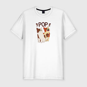 Мужская футболка хлопок Slim с принтом Pop Cat в Белгороде, 92% хлопок, 8% лайкра | приталенный силуэт, круглый вырез ворота, длина до линии бедра, короткий рукав | art | cat | dj | goer | musician | party | pop | singer | арт | буп | диджей | кот | кошка | музыкант | певец | поп | тусовщик