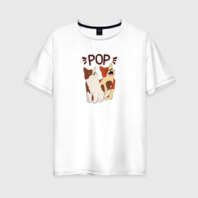 Женская футболка хлопок Oversize с принтом Pop Cat в Белгороде, 100% хлопок | свободный крой, круглый ворот, спущенный рукав, длина до линии бедер
 | art | cat | dj | goer | musician | party | pop | singer | арт | буп | диджей | кот | кошка | музыкант | певец | поп | тусовщик