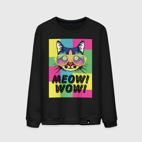 Мужской свитшот хлопок с принтом Pop Cat | Meow Wow! в Белгороде, 100% хлопок |  | cat | kitty | meow | popcat | wow | кот | кошка | мяв | мяу | поп кет | поп кошка