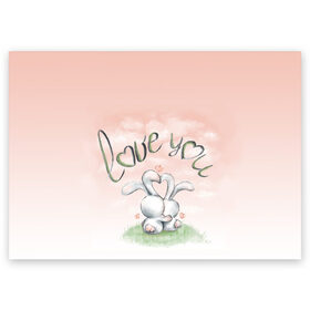 Поздравительная открытка с принтом Люблю тебя в Белгороде, 100% бумага | плотность бумаги 280 г/м2, матовая, на обратной стороне линовка и место для марки
 | Тематика изображения на принте: влюбленные | зайчики | любовь | розовый | сердце