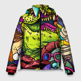 Мужская зимняя куртка 3D с принтом Тираннозавр в Белгороде, верх — 100% полиэстер; подкладка — 100% полиэстер; утеплитель — 100% полиэстер | длина ниже бедра, свободный силуэт Оверсайз. Есть воротник-стойка, отстегивающийся капюшон и ветрозащитная планка. 

Боковые карманы с листочкой на кнопках и внутренний карман на молнии. | динозавры | инопланетянин | космос | монстры | существа | тираннозавр | череп