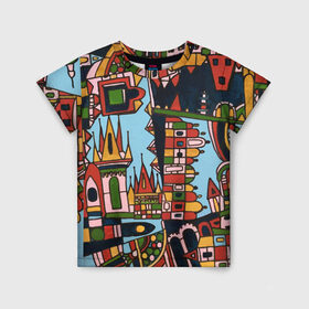 Детская футболка 3D с принтом Сказочная Прага в Белгороде, 100% гипоаллергенный полиэфир | прямой крой, круглый вырез горловины, длина до линии бедер, чуть спущенное плечо, ткань немного тянется | город | графика | прага | рисунки | сказка