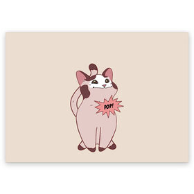 Поздравительная открытка с принтом Pop Cat в Белгороде, 100% бумага | плотность бумаги 280 г/м2, матовая, на обратной стороне линовка и место для марки
 | baby | cat meme | kitty | meme | meow | pop cat | буп | взгляд кота | голова кота | детям | животные | звери | киска | кот мем | коты | котята | кошак | кошка | малыш | мемы | мультяшный | мяу | питомец | приколы | пушистый