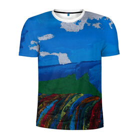 Мужская футболка 3D спортивная с принтом Разноцветная абстракция в Белгороде, 100% полиэстер с улучшенными характеристиками | приталенный силуэт, круглая горловина, широкие плечи, сужается к линии бедра | абстракция | картина | масло | пейзаж | холст | цвет | яркость