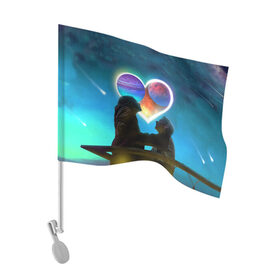 Флаг для автомобиля с принтом Ваня Дмитриенко Венера-Юпитер в Белгороде, 100% полиэстер | Размер: 30*21 см | венера юпитер | день всех влюбленных | дмитриенко | сердечко