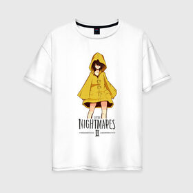 Женская футболка хлопок Oversize с принтом Little Nightmares 2 в Белгороде, 100% хлопок | свободный крой, круглый ворот, спущенный рукав, длина до линии бедер
 | little nightmares | игра | страшилка | страшная игра | ужас | хоррор