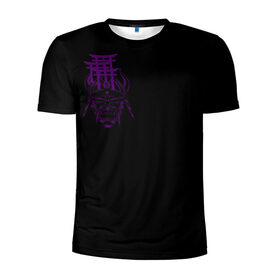 Мужская футболка 3D спортивная с принтом Фиолетовая Япония в Белгороде, 100% полиэстер с улучшенными характеристиками | приталенный силуэт, круглая горловина, широкие плечи, сужается к линии бедра | ворота | графика | демоны | они | самурай | скетч | тории | фиолетовый | хання | ханья | япония