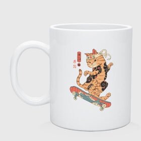 Кружка с принтом Кот Якудза в Белгороде, керамика | объем — 330 мл, диаметр — 80 мм. Принт наносится на бока кружки, можно сделать два разных изображения | Тематика изображения на принте: cat | cats | japan | ninja | samurai | skateboard | skater | tattoo | tegunvteg | yakuza | катана | кот | котенок | коты | котэ | котята | кошка | ниндзя | самурай | скейтборд | скейтбординг | скейтер | тату | татуировка | татуировки