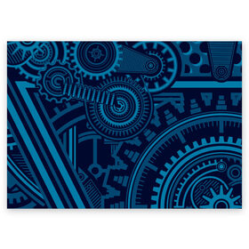 Поздравительная открытка с принтом Steampunk Mechanic Blue в Белгороде, 100% бумага | плотность бумаги 280 г/м2, матовая, на обратной стороне линовка и место для марки
 | Тематика изображения на принте: gears | mechanics | mechanism | steampunk | механизм | механика | стимпанк | шестеренки