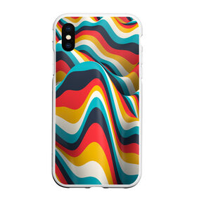 Чехол для iPhone XS Max матовый с принтом Цветные волны в Белгороде, Силикон | Область печати: задняя сторона чехла, без боковых панелей | Тематика изображения на принте: abstract | color | waves | абстракция | волны