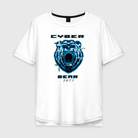 Мужская футболка хлопок Oversize с принтом CYBER BEAR 2077 в Белгороде, 100% хлопок | свободный крой, круглый ворот, “спинка” длиннее передней части | cyberpunk 2077 | hacker | maelstrom | militech | quadra | samurai | technology | trauma team | v | будущее | игра | иероглифы | киану ривз | кибер | киберпанк | киборг | киборги | корпорация | лого | медведь | милитек | мишка | панк | роботы | са