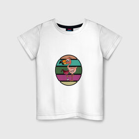 Детская футболка хлопок с принтом Пьющий фламинго в Белгороде, 100% хлопок | круглый вырез горловины, полуприлегающий силуэт, длина до линии бедер | Тематика изображения на принте: пернатые | пить сок | птица | розовые перья | фламинго