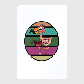 Магнитный плакат 2Х3 с принтом Пьющий фламинго в Белгороде, Полимерный материал с магнитным слоем | 6 деталей размером 9*9 см | Тематика изображения на принте: пернатые | пить сок | птица | розовые перья | фламинго