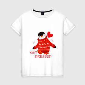 Женская футболка хлопок с принтом Пингвин в Белгороде, 100% хлопок | прямой крой, круглый вырез горловины, длина до линии бедер, слегка спущенное плечо | животное | зверь | лед | пингвин | рыба | холод
