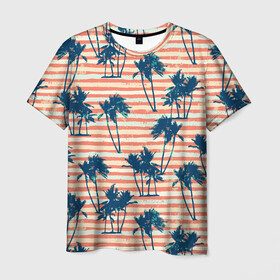 Мужская футболка 3D с принтом Экзотик Паттерн в Белгороде, 100% полиэфир | прямой крой, круглый вырез горловины, длина до линии бедер | exotic | palm | pattern | деревья | пальмы | паттерн | полосатый | принт | растения | текстура | тропики | узор | цветы | экзотика