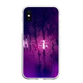 Чехол для iPhone XS Max матовый с принтом стекло дождь фиолетовый в Белгороде, Силикон | Область печати: задняя сторона чехла, без боковых панелей | влажный | дождь | запотевшее | капли | лиловый | магия | мистика | мокрый | ночь | потеки | роса | свет | стекло | текстура | фиолетовый | чернильный