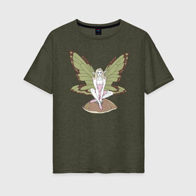 Женская футболка хлопок Oversize с принтом Fairy Фея в Белгороде, 100% хлопок | свободный крой, круглый ворот, спущенный рукав, длина до линии бедер
 | волшебство | крылья | магия | сказочные существа | феи
