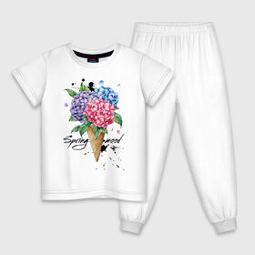 Детская пижама хлопок с принтом Весеннее настроение в Белгороде, 100% хлопок |  брюки и футболка прямого кроя, без карманов, на брюках мягкая резинка на поясе и по низу штанин
 | 8 марта | girl power | бабушка | весна | гортензия | девочка | девушке | женская сила | женский | мама | подарок | тренд | феминизм | цветы