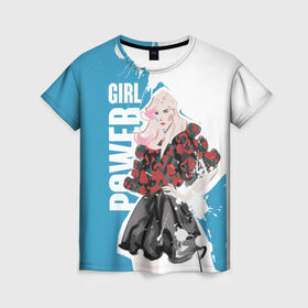 Женская футболка 3D с принтом Girl Power в Белгороде, 100% полиэфир ( синтетическое хлопкоподобное полотно) | прямой крой, круглый вырез горловины, длина до линии бедер | 8 марта | girl power | бабушка | весна | гортензия | девочка | девушке | женская сила | женский | мама | подарок | тренд | феминизм | цветы
