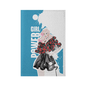 Обложка для паспорта матовая кожа с принтом Girl Power в Белгороде, натуральная матовая кожа | размер 19,3 х 13,7 см; прозрачные пластиковые крепления | 8 марта | girl power | бабушка | весна | гортензия | девочка | девушке | женская сила | женский | мама | подарок | тренд | феминизм | цветы