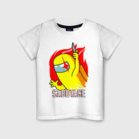 Детская футболка хлопок с принтом Sabotage в Белгороде, 100% хлопок | круглый вырез горловины, полуприлегающий силуэт, длина до линии бедер | among us | sabotage | игра | предатель