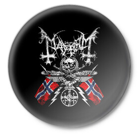 Значок с принтом MAYHEM в Белгороде,  металл | круглая форма, металлическая застежка в виде булавки | black metal | mayhem | блэк метал | группа | мейхем | метал | рок