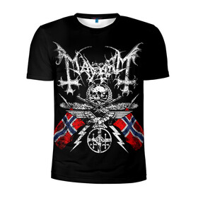 Мужская футболка 3D спортивная с принтом MAYHEM в Белгороде, 100% полиэстер с улучшенными характеристиками | приталенный силуэт, круглая горловина, широкие плечи, сужается к линии бедра | black metal | mayhem | блэк метал | группа | мейхем | метал | рок