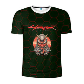 Мужская футболка 3D спортивная с принтом CYBERPUNK 2077 в Белгороде, 100% полиэстер с улучшенными характеристиками | приталенный силуэт, круглая горловина, широкие плечи, сужается к линии бедра | cd project red | cyberpunk 2077 | keanu reeves | samurai | киану ривз | киберпанк 2077 | самураи