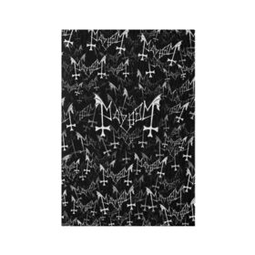 Обложка для паспорта матовая кожа с принтом Mayhem в Белгороде, натуральная матовая кожа | размер 19,3 х 13,7 см; прозрачные пластиковые крепления | black | death | metal | rock | блэк | майхем | мейхем | метал | паттерн