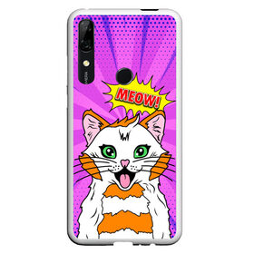 Чехол для Honor P Smart Z с принтом Meow Pop Art Cat в Белгороде, Силикон | Область печати: задняя сторона чехла, без боковых панелей | comics | kitty | meow | pop art | pop cat | retro | арт | белый кот | взгляд | глаза | голова кота | животные | киска | комикс | кот | кошак | кошечка | мем | мультяшный | мур мур | мяу | поп арт | прикол | пушистик | ретро