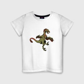Детская футболка хлопок с принтом Динозавр в Белгороде, 100% хлопок | круглый вырез горловины, полуприлегающий силуэт, длина до линии бедер | дино | динозавр | динозавры | животные | звери | охотники динозавры | раптор | рапторы | тиранозавр | хищники животные