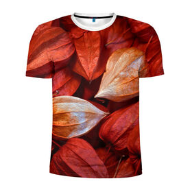 Мужская футболка 3D спортивная с принтом прекрасный красный физалис в Белгороде, 100% полиэстер с улучшенными характеристиками | приталенный силуэт, круглая горловина, широкие плечи, сужается к линии бедра | красноватый | красные коробочки | красный | листья | осень | прикольный | природа | растения | текстура | теплый | фезалис | физалис | фонарики