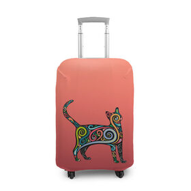 Чехол для чемодана 3D с принтом внутренний кот арт в Белгороде, 86% полиэфир, 14% спандекс | двустороннее нанесение принта, прорези для ручек и колес | арт | внутренний зверь | дудлинг | завитушки | киса | кот | котик | котэ | кошка | узор | хиппи | яркий