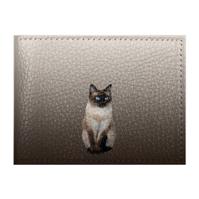 Обложка для студенческого билета с принтом Сиамский кот голубые глаза в Белгороде, натуральная кожа | Размер: 11*8 см; Печать на всей внешней стороне | Тематика изображения на принте: арт | бежевый | градиент | киса | коричневый | кот | котейка | котенок | котик | котэ | кошка | реализм | сиамец | сиамский