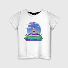Детская футболка хлопок с принтом Йога / Гармония / Релакс в Белгороде, 100% хлопок | круглый вырез горловины, полуприлегающий силуэт, длина до линии бедер | гармония | душа | здоровье | йога | природа | тело