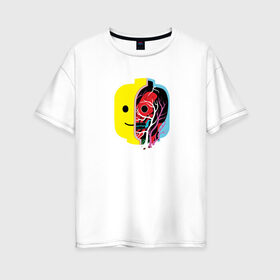 Женская футболка хлопок Oversize с принтом Голова Лего в Белгороде, 100% хлопок | свободный крой, круглый ворот, спущенный рукав, длина до линии бедер
 | lego | smile | x ray | анатомия | голова | доктор | игрушки | лего | лицо | прикольные картинки | улыбка | хирург