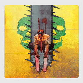 Магнитный плакат 3Х3 с принтом Человек бензопила демон в Белгороде, Полимерный материал с магнитным слоем | 9 деталей размером 9*9 см | anime | chainsaw man | manga | аниме | бензопила | демон | желтый | манга | ржавчина | человек бензопила | череп.