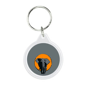 Брелок круглый с принтом Африканский Слон в Белгороде, пластик и полированная сталь | круглая форма, металлическое крепление в виде кольца | Тематика изображения на принте: африка | графика | дикий мир | животное | персонаж | природа | рисунок | слон