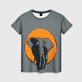 Женская футболка 3D с принтом Африканский Слон в Белгороде, 100% полиэфир ( синтетическое хлопкоподобное полотно) | прямой крой, круглый вырез горловины, длина до линии бедер | африка | графика | дикий мир | животное | персонаж | природа | рисунок | слон