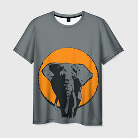 Мужская футболка 3D с принтом Африканский Слон в Белгороде, 100% полиэфир | прямой крой, круглый вырез горловины, длина до линии бедер | Тематика изображения на принте: африка | графика | дикий мир | животное | персонаж | природа | рисунок | слон