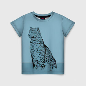 Детская футболка 3D с принтом Леопард в Белгороде, 100% гипоаллергенный полиэфир | прямой крой, круглый вырез горловины, длина до линии бедер, чуть спущенное плечо, ткань немного тянется | африка | большая кошка | графика | дикий мир | животное | кошка | персонаж | природа | рисунок | хищник